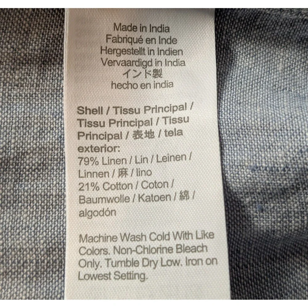 J Crew Size XXL Linen Blend Shirt Slim Fit Short Sleeve Button Down Preppy